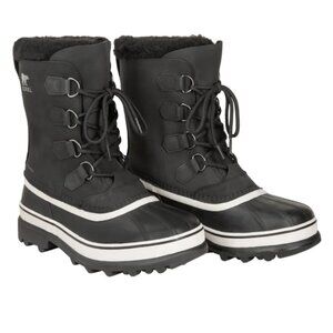 SOREL Caribou Waterproof Boot Insulated Black Dark Stone Natural Rubber Men's 13
